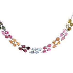 925 Silver Vibrant Multicolor Tourmaline Necklace